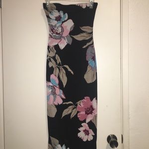 Fashion Nova Strapless Floral Print Dress